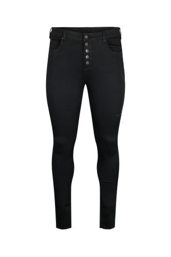 Jean παντελόνι με κουμπιά και φθορές σε denim black χρώμα